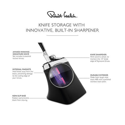 Robert Welch Signature Knife Block Sharpener and 6 Knives